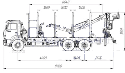 Сортиментовоз 53611С на шасси КамАЗ-6520(6х4) с гидроманипулятором